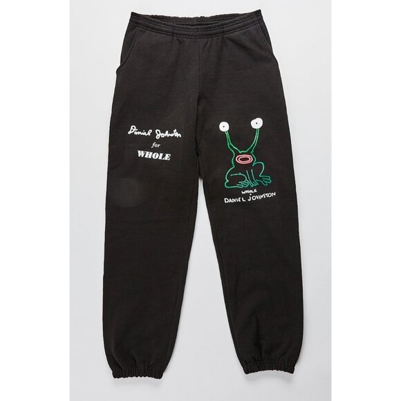 Daniel Johnston + WholeMens XL Black Fleece Joggers Cotton Fashion NEW